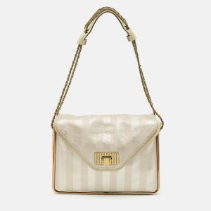 Chloe Metallic Striped Leather Medium Crystal Sally Flap Shoulder Bag, Shoulder Bags - Luxury Closet catalog