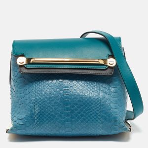 Chloe Blue/Green Leather and Python Small Clare Shoulder Bag, Shoulder Bags - Luxury Closet catalog