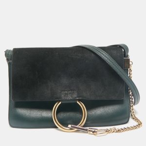 Chloe Dark Green Leather and Suede Small Faye Shoulder Bag, Shoulder Bags - Luxury Closet catalog