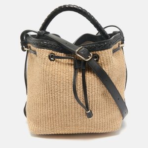 Chloe Beige/Black Raffia and Leather Marcie Bucket Bag, Handbags - Luxury Closet catalog