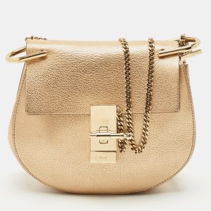 Chloe Gold Leather Small Drew Shoulder Bag, Shoulder Bags - Luxury Closet catalog