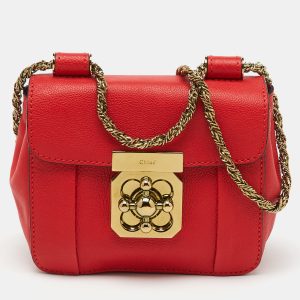 Chloe Red Leather Mini Elsie Crossbody Bag, Handbags - Luxury Closet catalog
