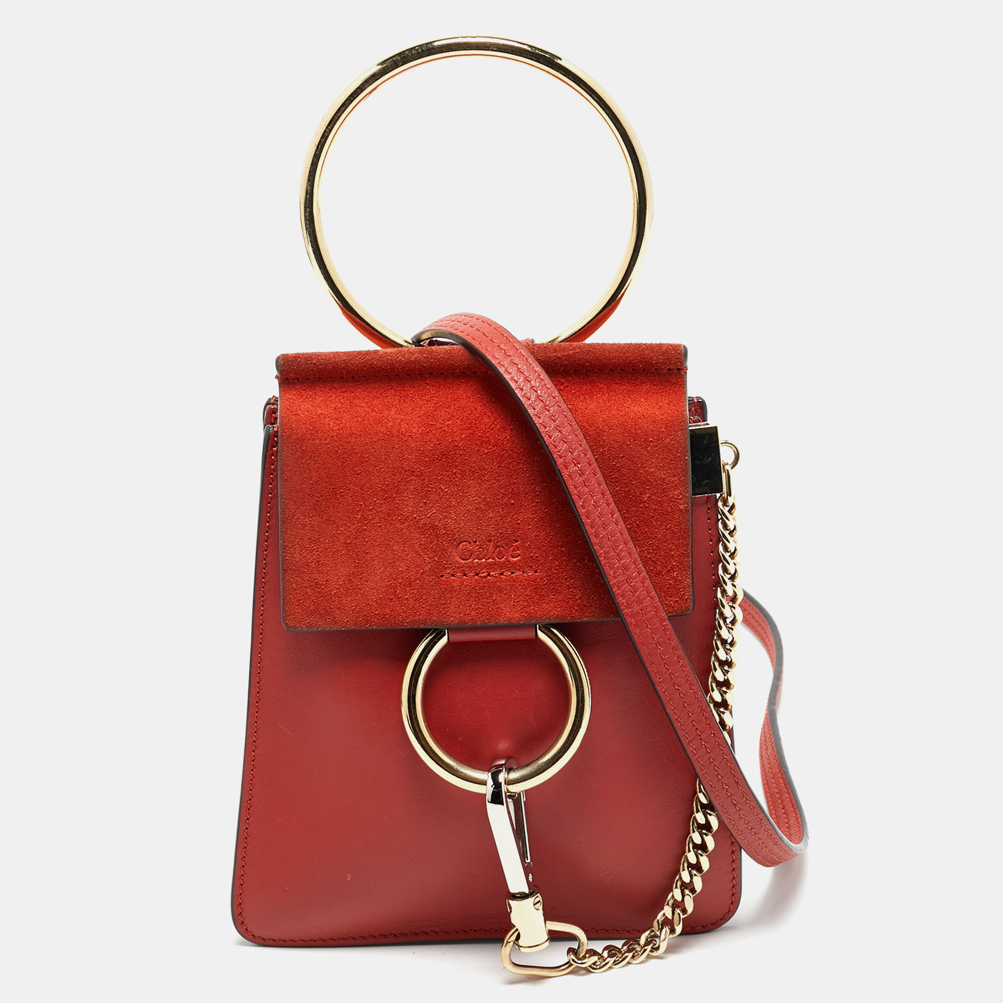 Chloe Brick Leather and Suede Mini Faye Crossbody Bag, Handbags - Luxury Closet catalog