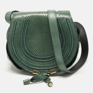 Chloe Green Snakeskin Mini Marcie Crossbody Bag, Handbags - Luxury Closet catalog