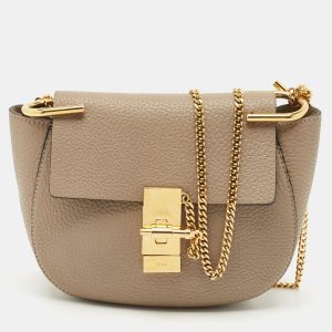 Chloe Taupe Grey Leather Small Drew Shoulder Bag, Shoulder Bags - Luxury Closet catalog