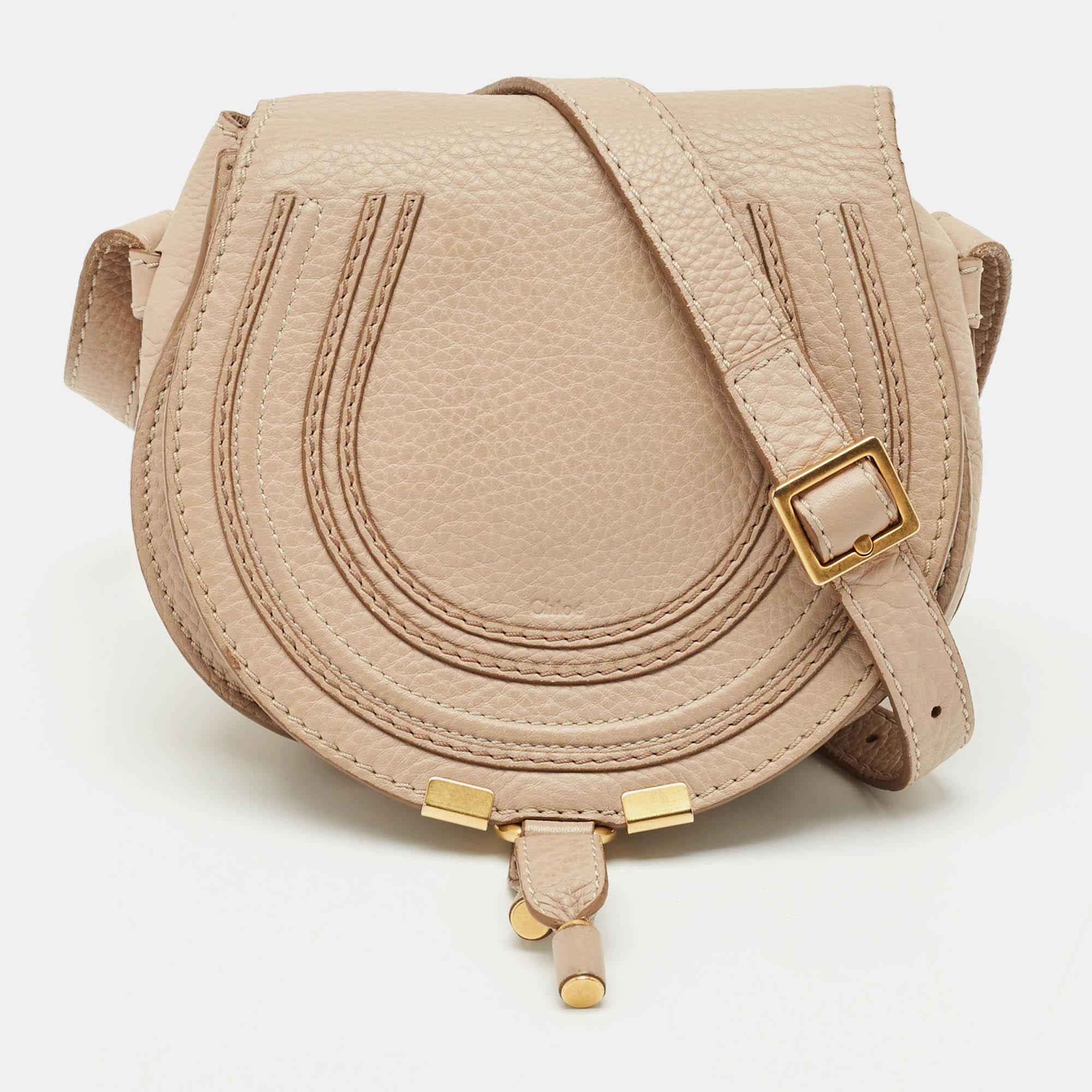 Chloe Beige Leather Mini Marcie Saddle Crossbody Bag, Handbags - Luxury Closet catalog