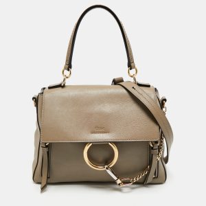 Chlo&eacute; Motty Grey Leather Small Faye Day Shoulder Bag, Satchels - Luxury Closet catalog