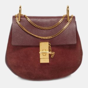 Chloe Burgundy Leather and Suede Medium Drew Shoulder Bag, Shoulder Bags - Luxury Closet catalog