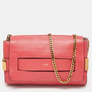 Chloe Peach Pink Leather Elle Flap Chain Clutch, Clutches & Special Occasion Bags - Luxury Closet catalog