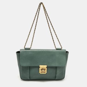 Chloe Green Leather Large Elsie Shoulder Bag, Shoulder Bags - Luxury Closet catalog