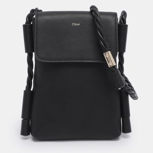 Chloe Black Leather Phone Holder Crossbody Bag, Shoulder Bags - Luxury Closet catalog