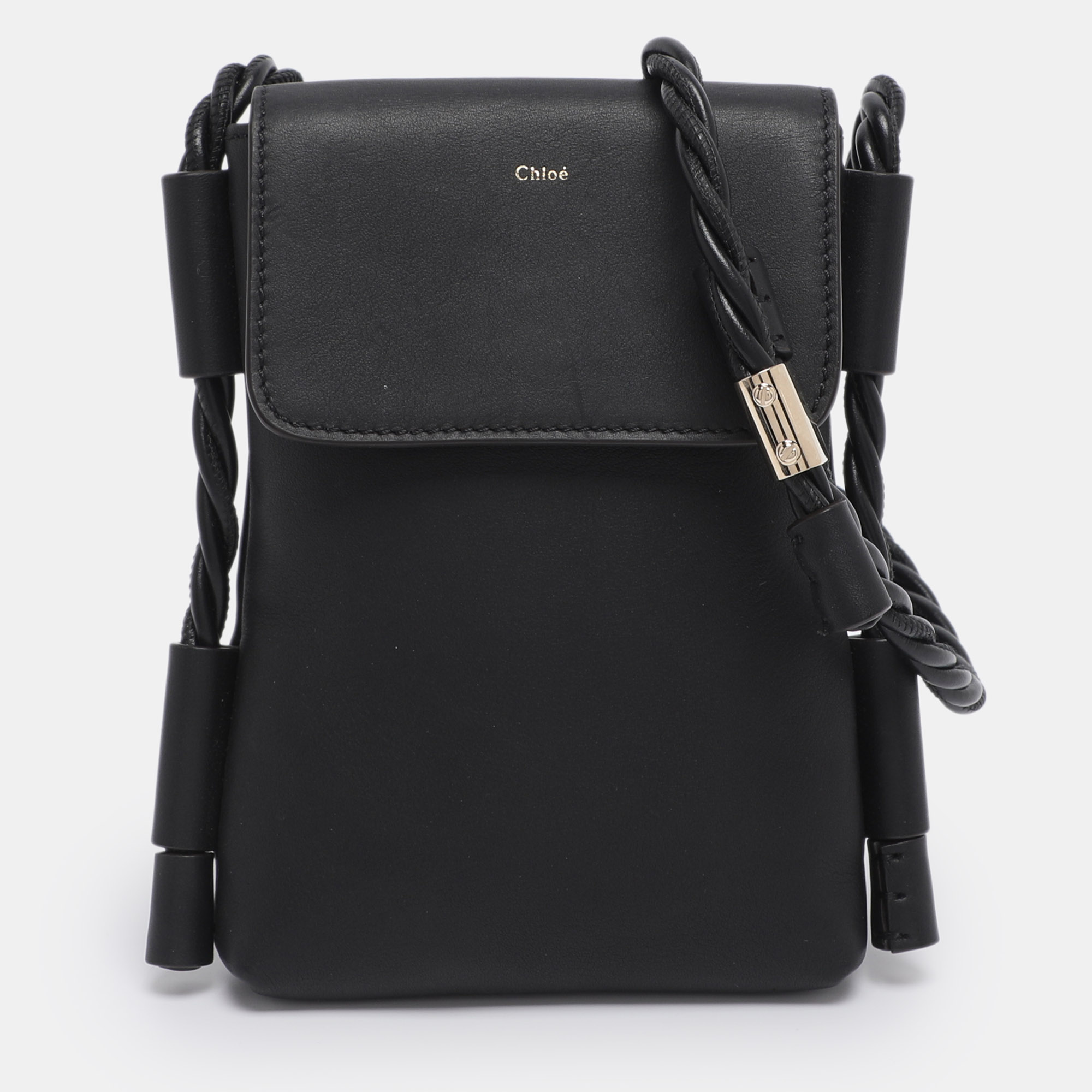 Chloe Black Leather Phone Holder Crossbody Bag, Shoulder Bags - Luxury Closet catalog