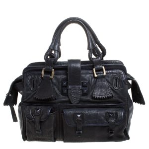 Chloe Midnight Blue Leather Front Pocket Tote, Tote Handbags - Luxury Closet catalog