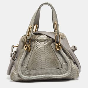 Chloe Grey Python and Leather Small Paraty Shoulder Bag, Shoulder Bags - Luxury Closet catalog