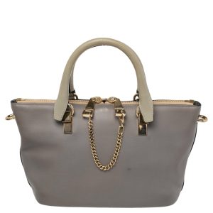 Chloe Grey/Beige Leather Small Baylee Tote, Tote Handbags - Luxury Closet catalog