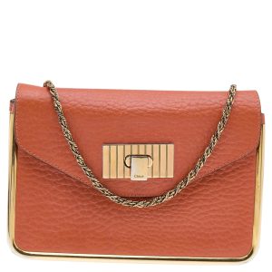 Chloe Orange Leather Small Sally Shoulder Bag, Shoulder Bags - Luxury Closet catalog