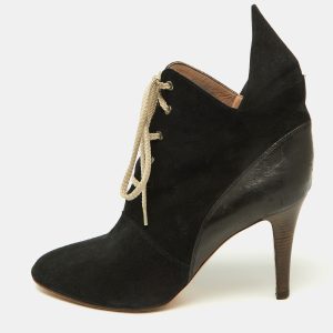 Chloe Black Suede and Leather Pointed Toe Ankle Booties Size 38.5, Boots - Luxury Closet catalog