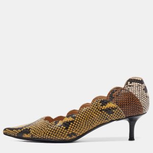 Chloe Multicolor Snakeskin Embossed Leather Pointed Toe Pumps Size 36.5, Pumps - Luxury Closet catalog
