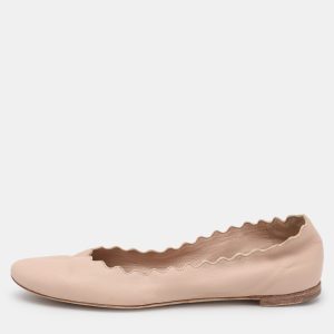 Chloe Beige Leather Lauren Scalloped Ballet Flats Size 35, Flats - Luxury Closet catalog