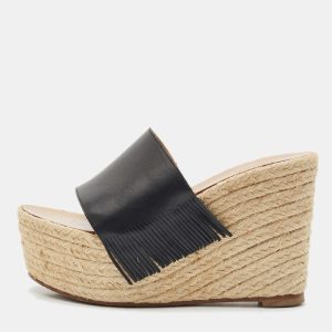 Chloe Black Leather Estel Wedge Slide Sandals Size 36, Sandals - Luxury Closet catalog