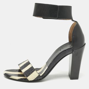 Chloe Black/BeigeSnakeskin and Leather Ankle Strap Sandals Size 36, Sandals - Luxury Closet catalog