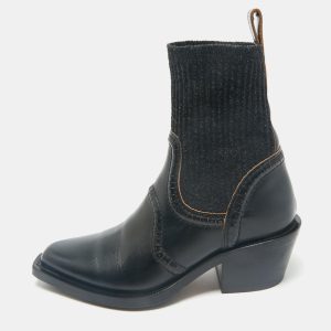 Chloe Black Leather and Fabric  Ankle Boots Size 38, Boots - Luxury Closet catalog