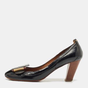 Chloe Black Patent Leather Buckle Detail Block Heel Pumps Size 41, Pumps - Luxury Closet catalog