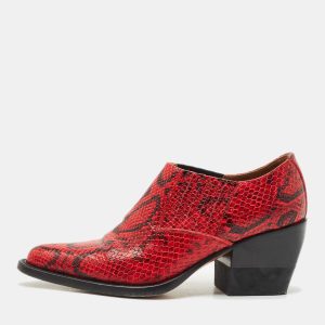 Chloe Red/Black Snakeskin Embossed Leather Rylee Booties Size 36, Boots - Luxury Closet catalog
