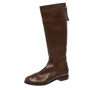Chloe Brown Leather Knee Length Flat Boots Size 42, Boots - Luxury Closet catalog