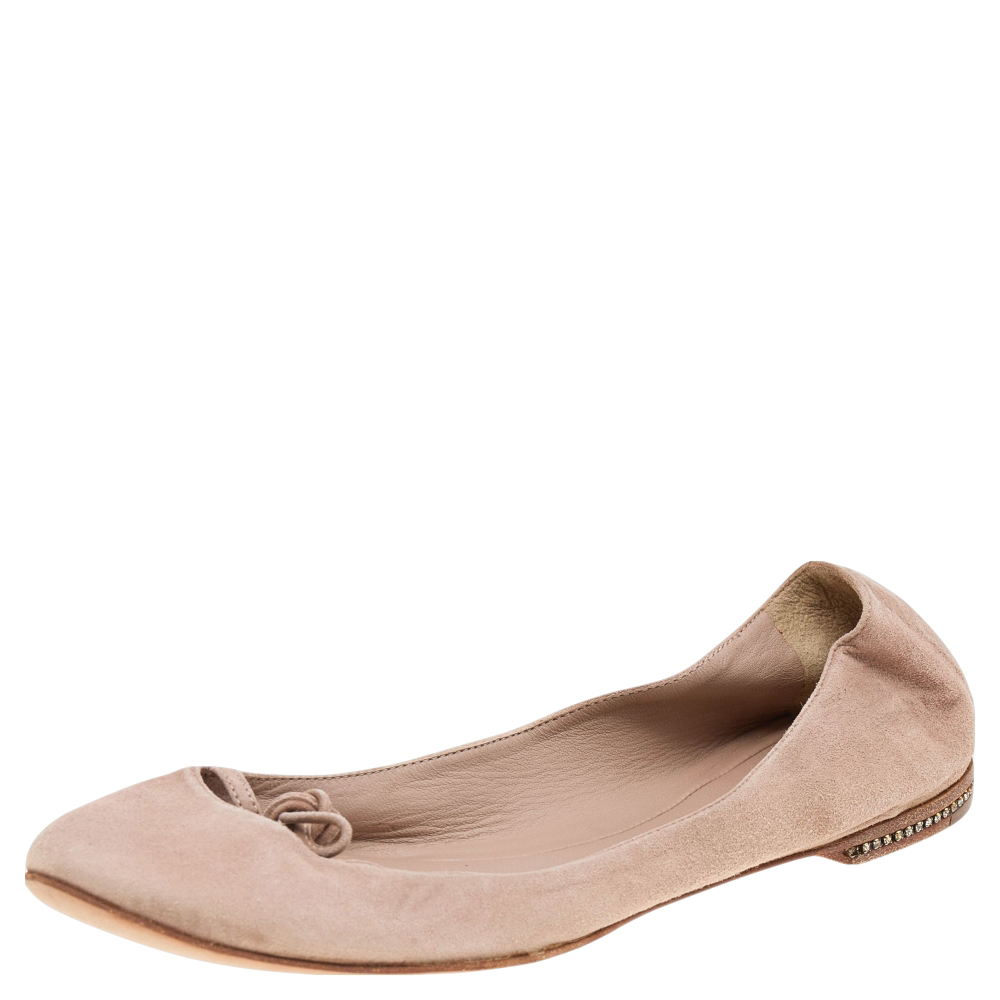Chloe Beige Suede Embellished Bow Ballet Flats Size 36, Flats - Luxury Closet catalog