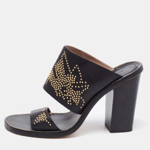Chloe Black/Gold Studded Leather Slide Sandals Size 41, Sandals - Luxury Closet catalog
