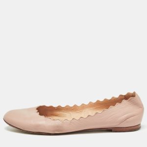 Chloe Pink Scalloped Leather Lauren Ballet Flats Size 37.5, Flats - Luxury Closet catalog