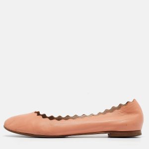Chloe Peach Pink Scalloped Leather Lauren Ballet Flats Size 37, Flats - Luxury Closet catalog