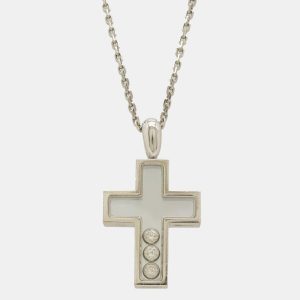 Chopard 18K White Gold and Diamond Happy Diamonds Cross Pendant Necklace, Necklaces - Luxury Closet catalog