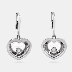 Chopard Happy Hearts Diamond 18K White Gold Drop Earrings, Earrings - Luxury Closet catalog