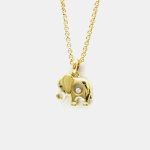 Chopard 18K Yellow Gold Diamond, Sapphire Happy Diamonds Elephant Pendant Necklace, Necklaces - Luxury Closet catalog