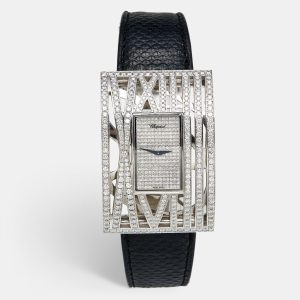 Chopard Diamond Pave 18K White Gold Snakeskin Leather Montres Dame XL 137130 Women's Wristwatch 36 mm, Watches - Luxury Closet catalog