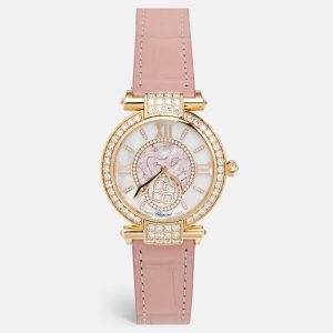 Chopard Mother Of Pearl Diamond 18K Ethical Rose Gold Alligator Leather Imperiale Moonphase 384246-5001 Women's Wristwatch 36 mm, Watches - Luxury Closet catalog
