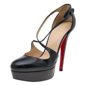 Christian Louboutin Black Leather Criss Cross Platform Pumps Size 37.5, Pumps - Luxury Closet catalog