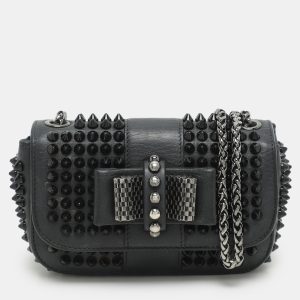Christian Louboutin Black Leather Mini Spiked Sweet Charity Crossbody Bag, Shoulder Bags - Luxury Closet catalog