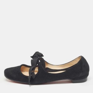 Christian Louboutin Black Suede Bow Tie Ballet Flats Size 35.5, Flats - Luxury Closet catalog