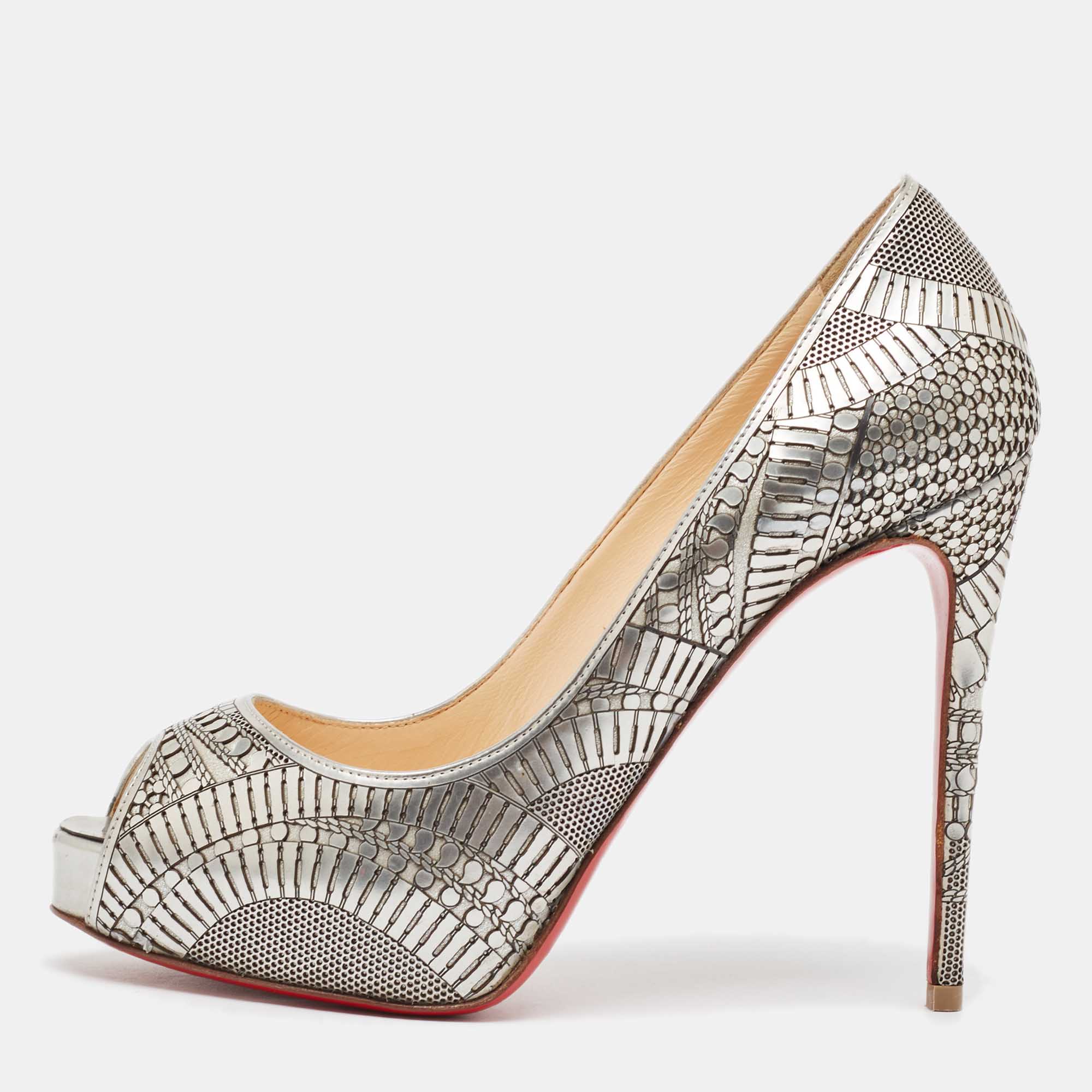 Christian Louboutin Grey Leather Suellena Platform Pumps 36.5, Pumps - Luxury Closet catalog
