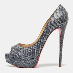Christian Louboutin Grey Python Lady Peep Platform Pumps Size 40, Pumps - Luxury Closet catalog
