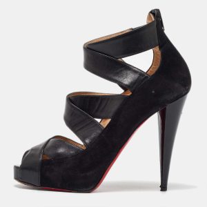 Christian Louboutin Black Leather and Suede Criss Cross Platform Pumps Size 39, Pumps - Luxury Closet catalog