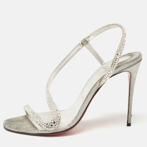 Christian Louboutin Grey Suede Rosalie Ankle Strap Sandals Size 38.5, Sandals - Luxury Closet catalog