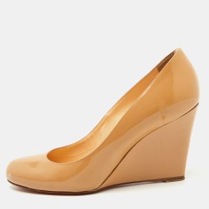 Christian Louboutin Beige Patent Leather RonRon Zeppa Wedge Pumps Size 38.5, Pumps - Luxury Closet catalog