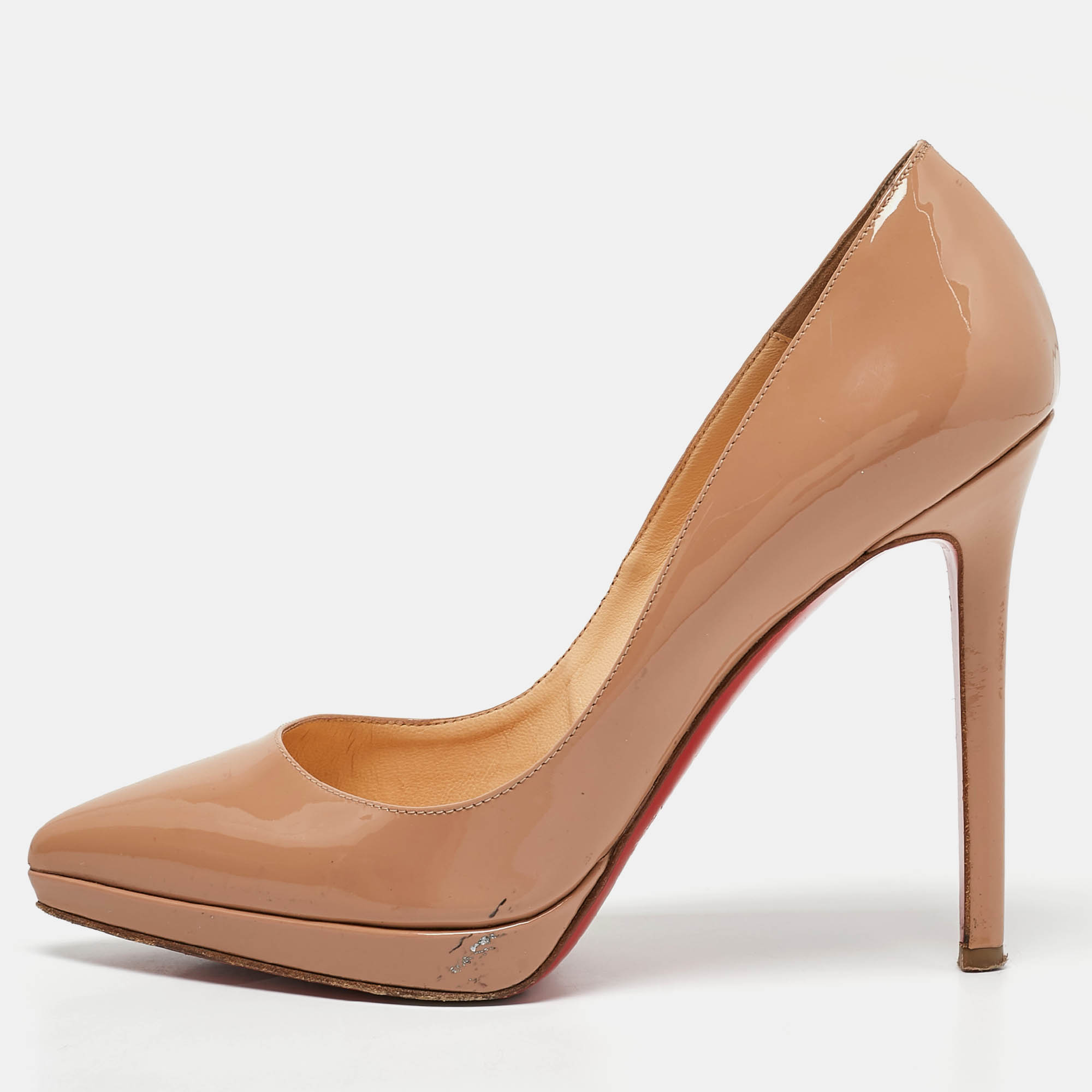 Christian Louboutin Beige Patent Leather Pigalle Plato Pumps Size 37, Pumps - Luxury Closet catalog
