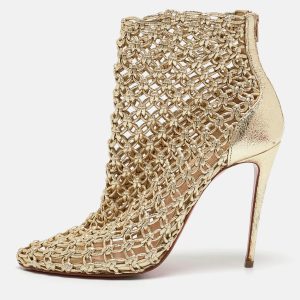 Christian Louboutin Gold Leather Andaloulou Booties Size 36, Boots - Luxury Closet catalog