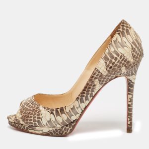 Christian Louboutin Beige Python Leather Lady Peep Peep Toe Pumps Size 38, Pumps - Luxury Closet catalog