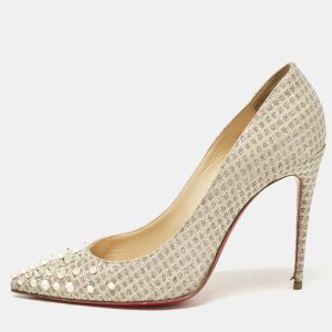 Christian Louboutin Gold Lurex Fabric Spikeyshell Pumps Size 38, Pumps - Luxury Closet catalog